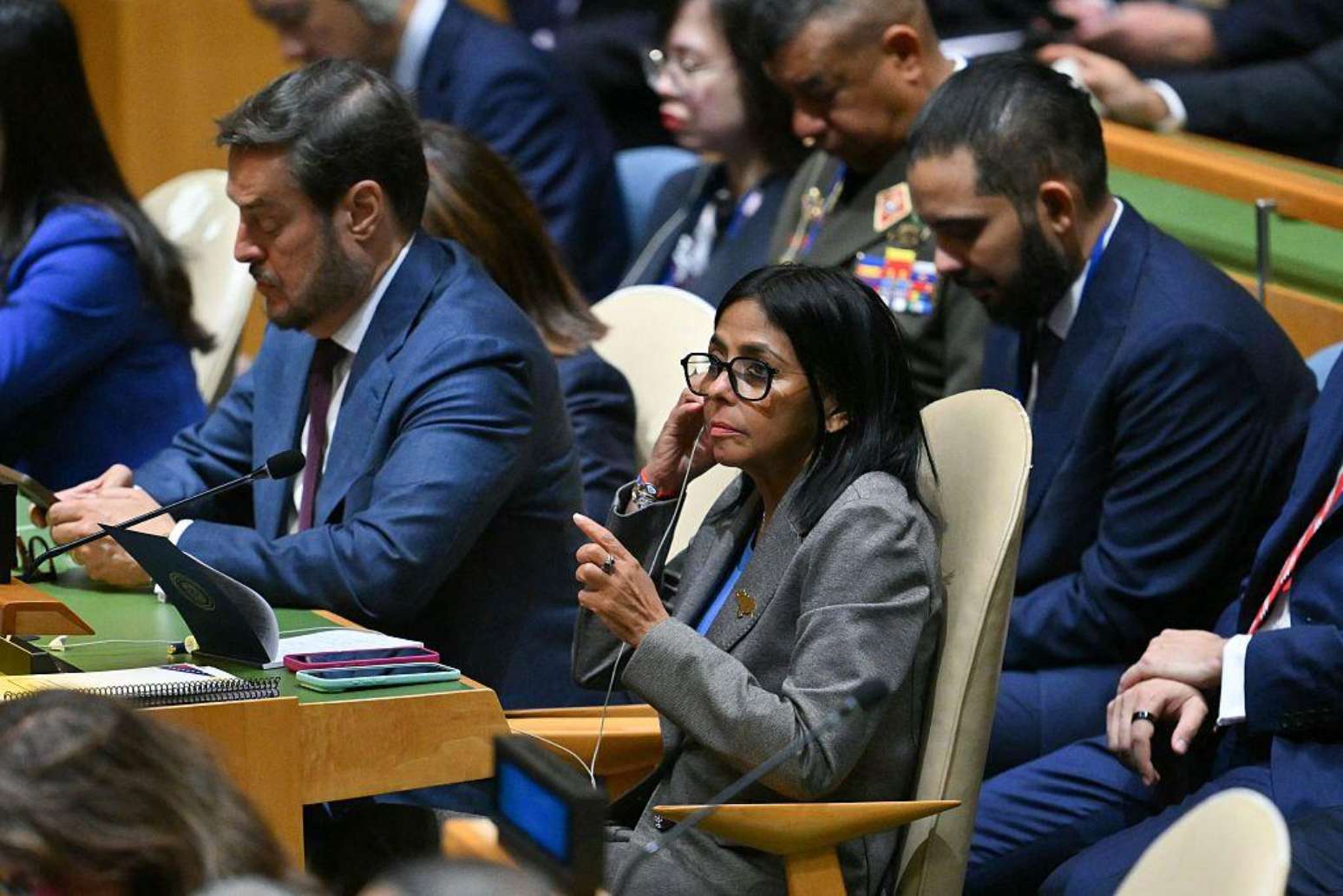 Delcy Rodr&iacute;guez participou da Assembleia Geral da ONU em Nova York onde Donald Trump discursou na ter&ccedil;a-feira