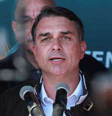 Candidato à Presidência Flávio Bolsonaro durante ato de campanha em Esteio, no Rio Grande do Sul 2 de setembro de 2026 REUTERS/Diego Vara Foto: Reuters