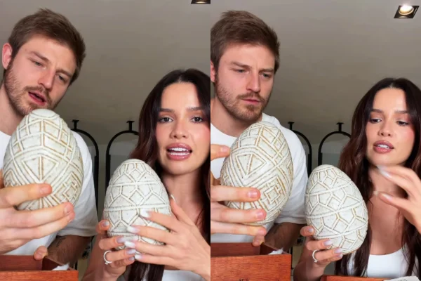 Juliette mostra convite de padrinhos de casamento em formato de ovo