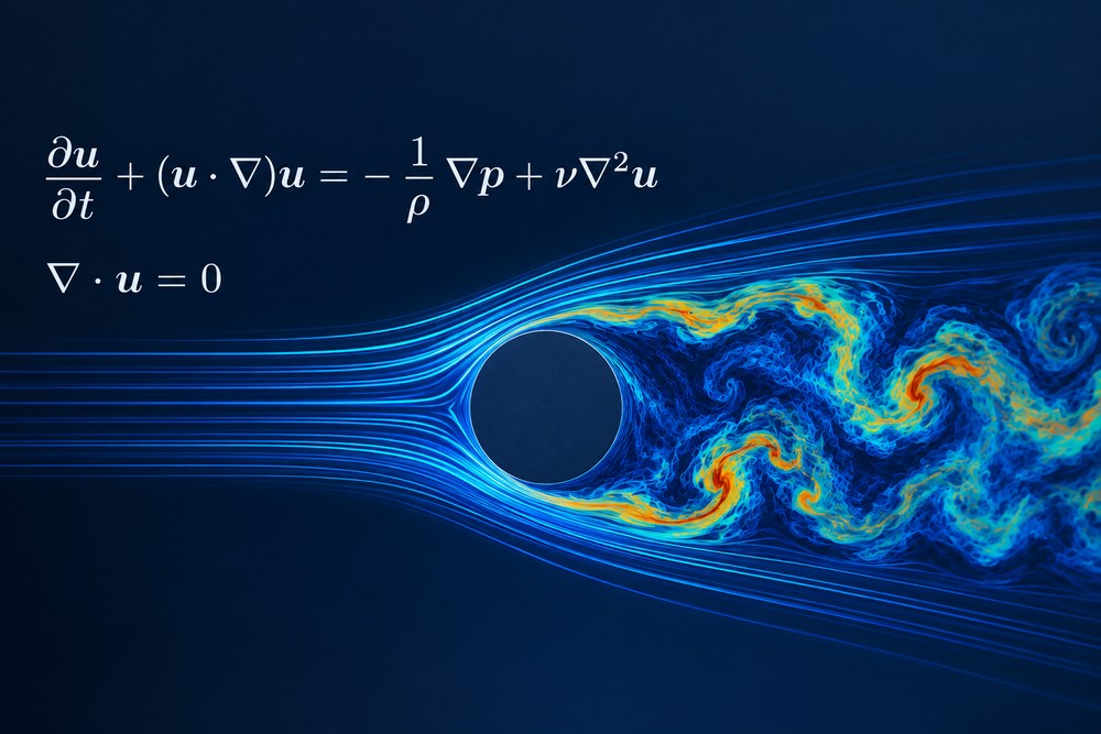Equações de Navier-Stokes e representação de fluidos/turbulência. — Foto: Imagem gerada por IA/OpenAI
