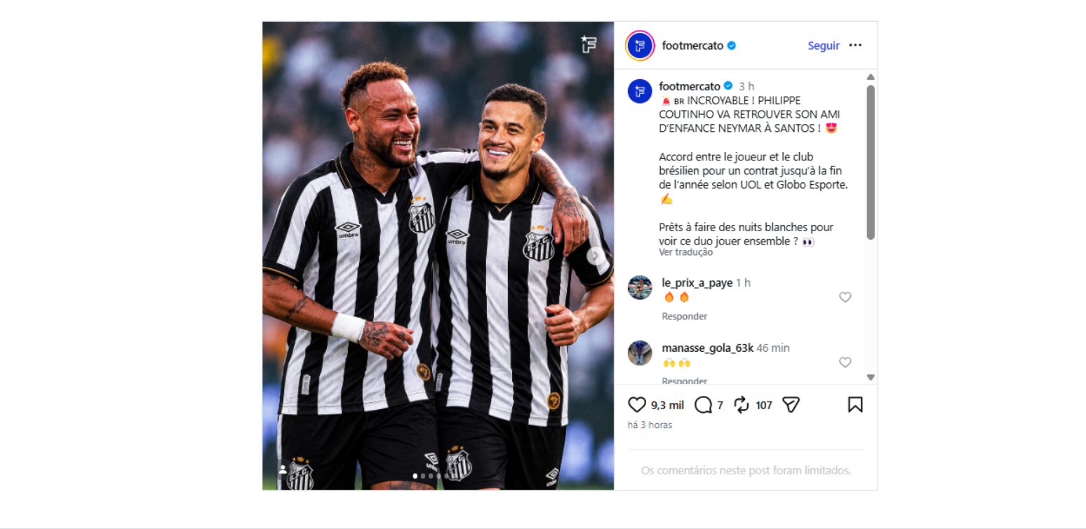 Imprensa internacional destaca poss&iacute;vel acerto entre Coutinho e Santos