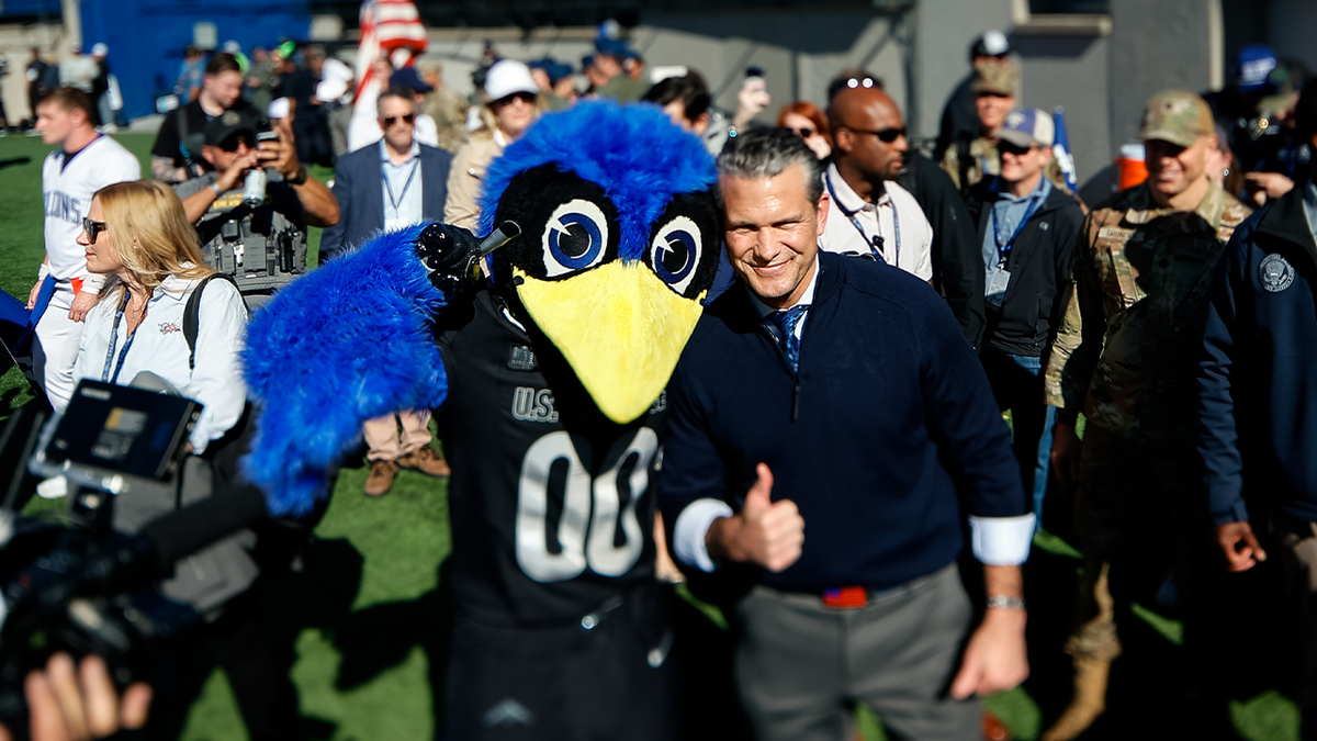 Pete Hegseth and Air Force mascot