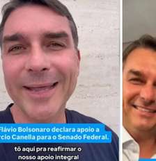 Flávio Bolsonaro publicou vídeo em apoio à campanha de Márcio Canella em abril Foto: Reprodução/Facebook