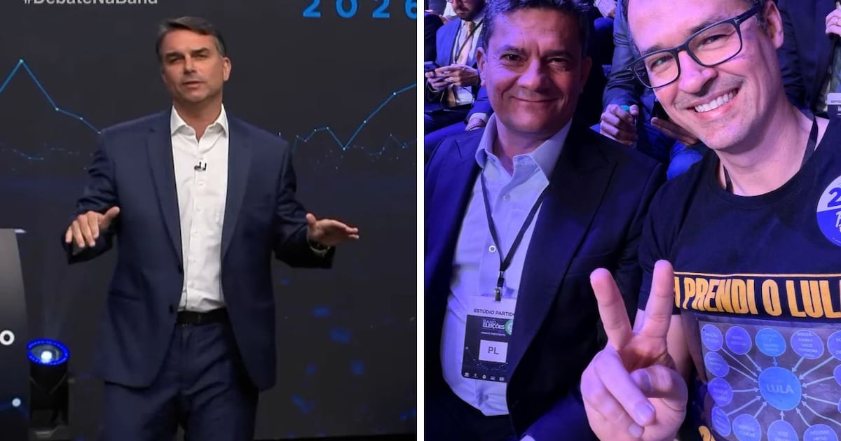 Convidado de Flávio em debate, Deltan Dallagnol usa camiseta que cita prisão de Lula